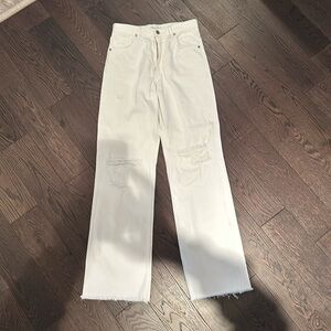 Zara distressed wide leg jeans